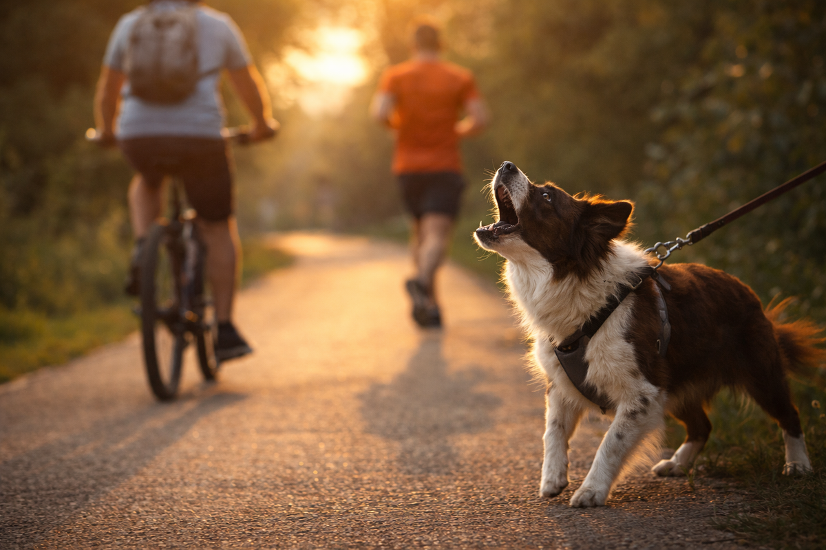 Mon chien aboie sur les vélos et les joggeurs : comment retrouver des promenades plus sereines