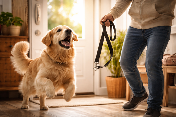 Mon chien aboie quand je prends la laisse : comment retrouver un départ calme