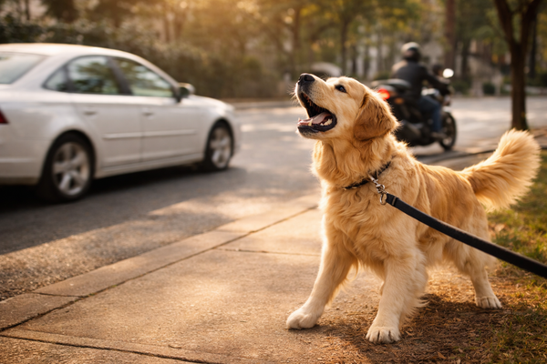 Mon chien aboie sur les voitures et les motos : comment retrouver des promenades plus calmes