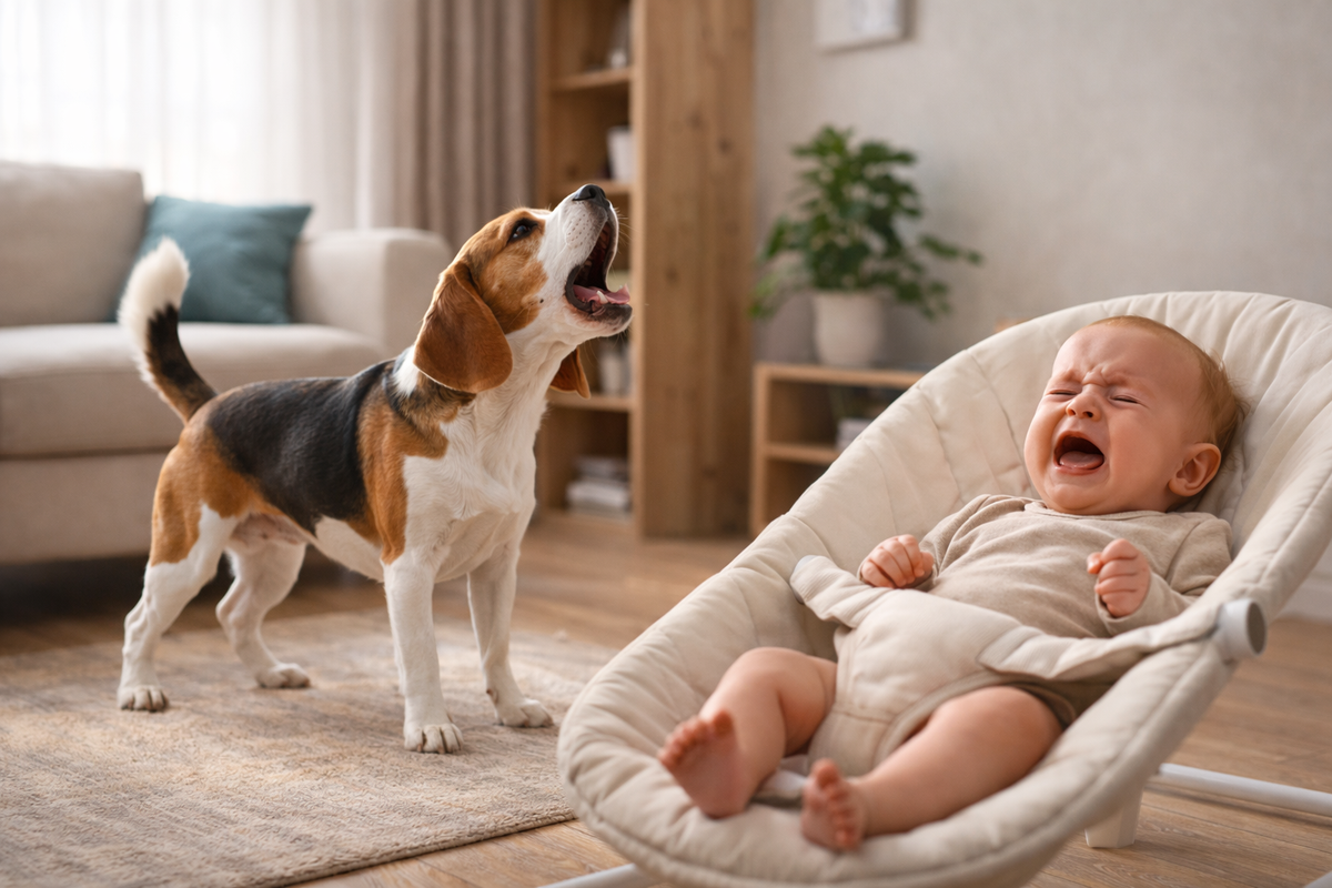 Mon chien aboie quand bébé pleure ou qu’un enfant crie : comment retrouver le calme à la maison