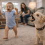 Chien qui aboie quand bébé commence à marcher ou à quatre pattes : comment retrouver le calme