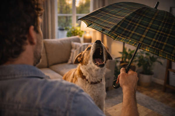 Mon chien aboie sur un parapluie, un sac ou une valise : comment retrouver le calme