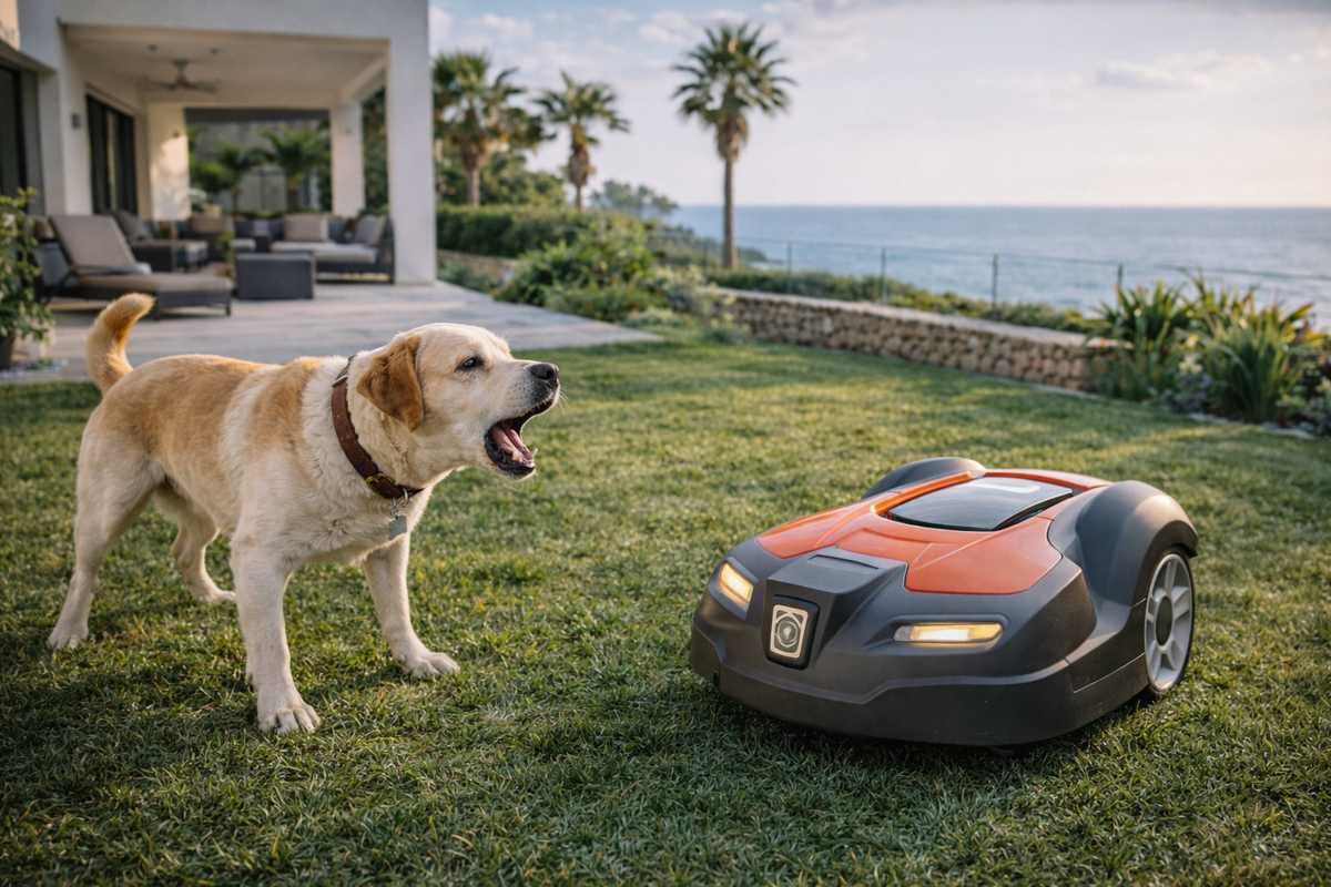 Mon chien aboie au robot tondeuse : comment retrouver le calme dans le jardin