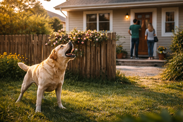 Chien qui aboie quand on frappe chez le voisin : que faire ?