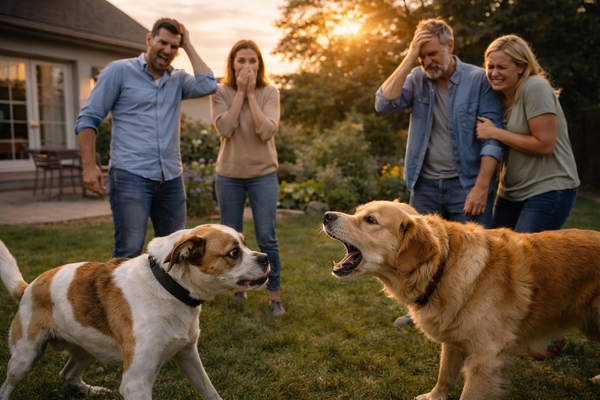 Chien qui aboie quand un autre chien vient à la maison
