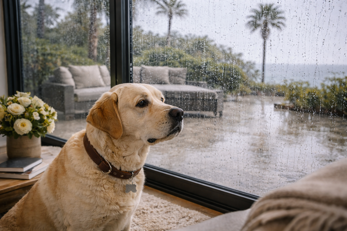 Mon chien aboie quand la pluie tape sur les vitres ou le Velux : comment retrouver le calme