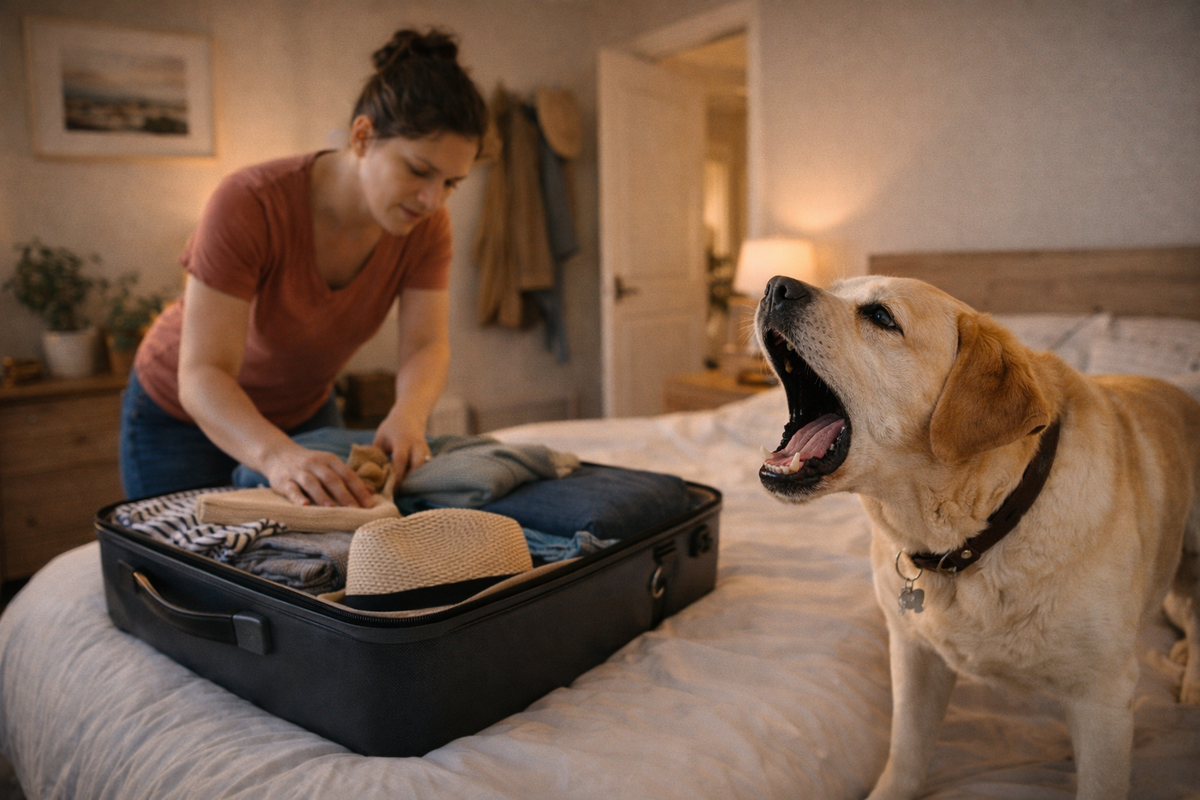 Mon chien aboie quand je prépare les bagages : comment calmer l’anticipation du départ