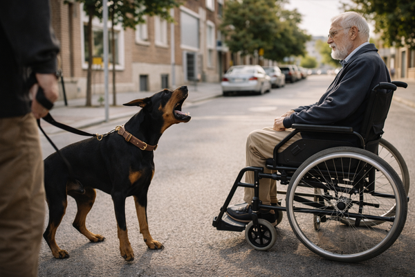 Mon chien aboie sur une canne, des béquilles ou un fauteuil roulant : comment réagir sans aggraver la scène
