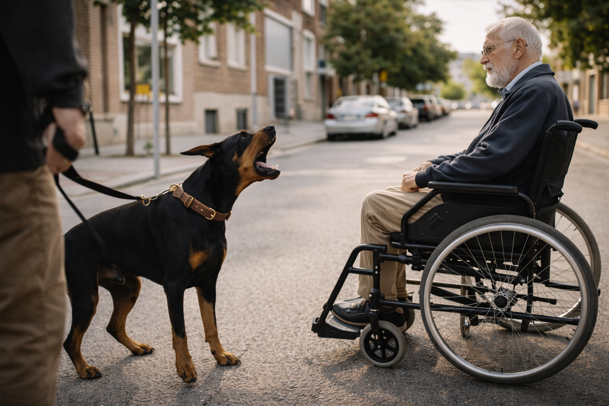 Mon chien aboie sur une canne, des béquilles ou un fauteuil roulant : comment réagir sans aggraver la scène