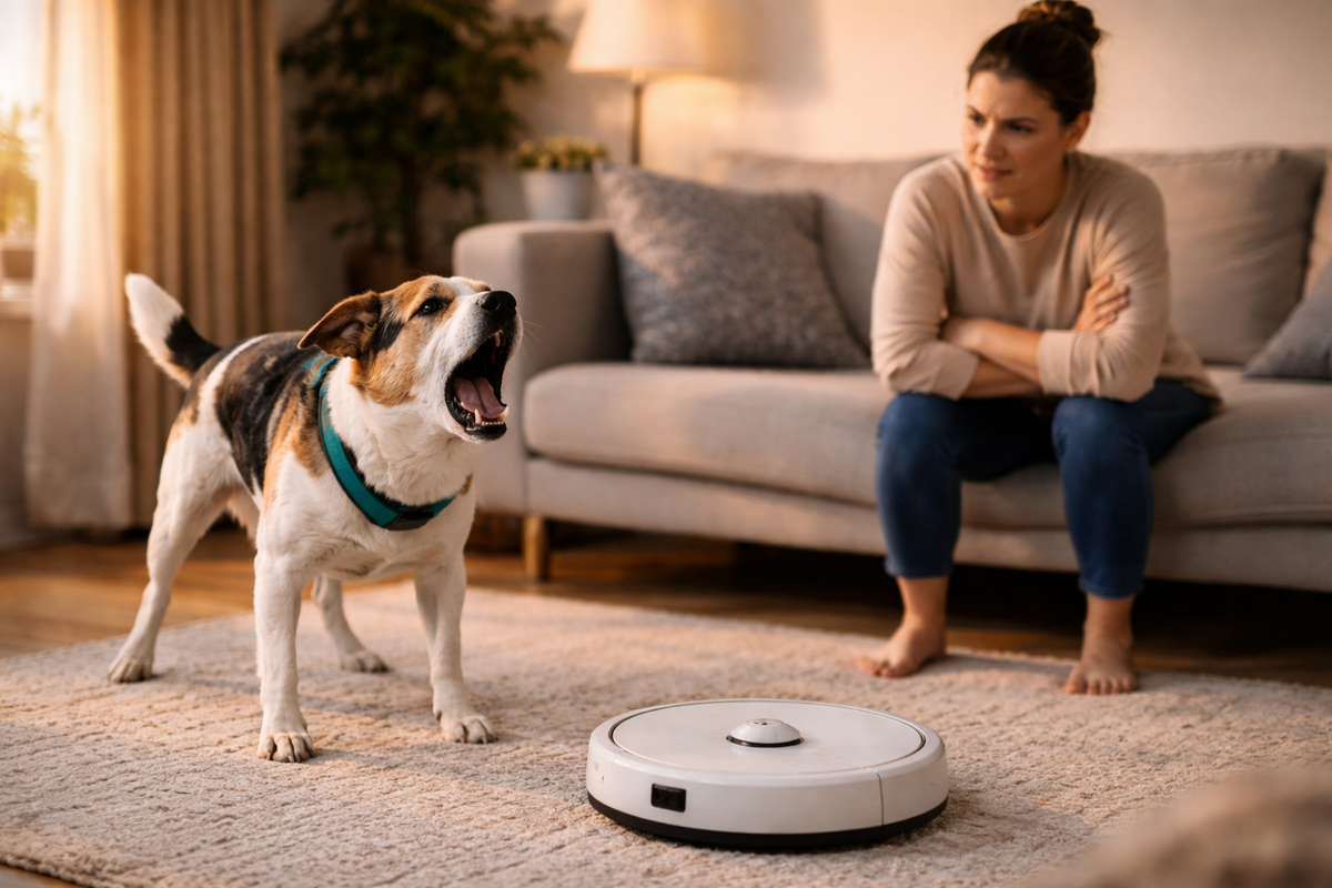 Mon chien aboie sur le robot aspirateur : comment le calmer sans le brusquer