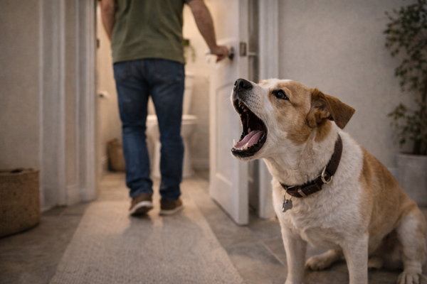 Mon chien aboie quand je vais aux toilettes : comment retrouver le calme