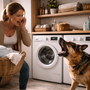 Mon chien aboie au lave-linge : comment le calmer sans le laisser monter en panique