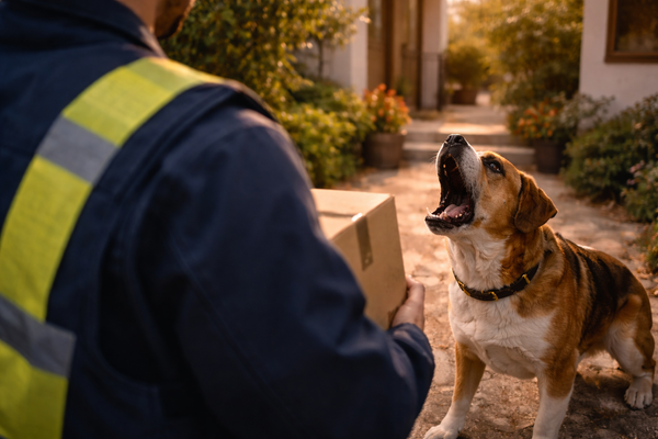 Mon chien aboie sur un livreur ou une personne en uniforme : comment le calmer sans forcer le contact